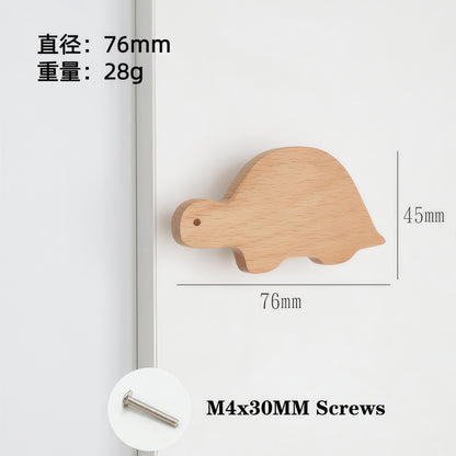 Factory Direct Sales Children's Cabinet Door Handles Wardrobe Cabinet Handles Wooden Simple Cartoon Handles Turtle Animal Handles