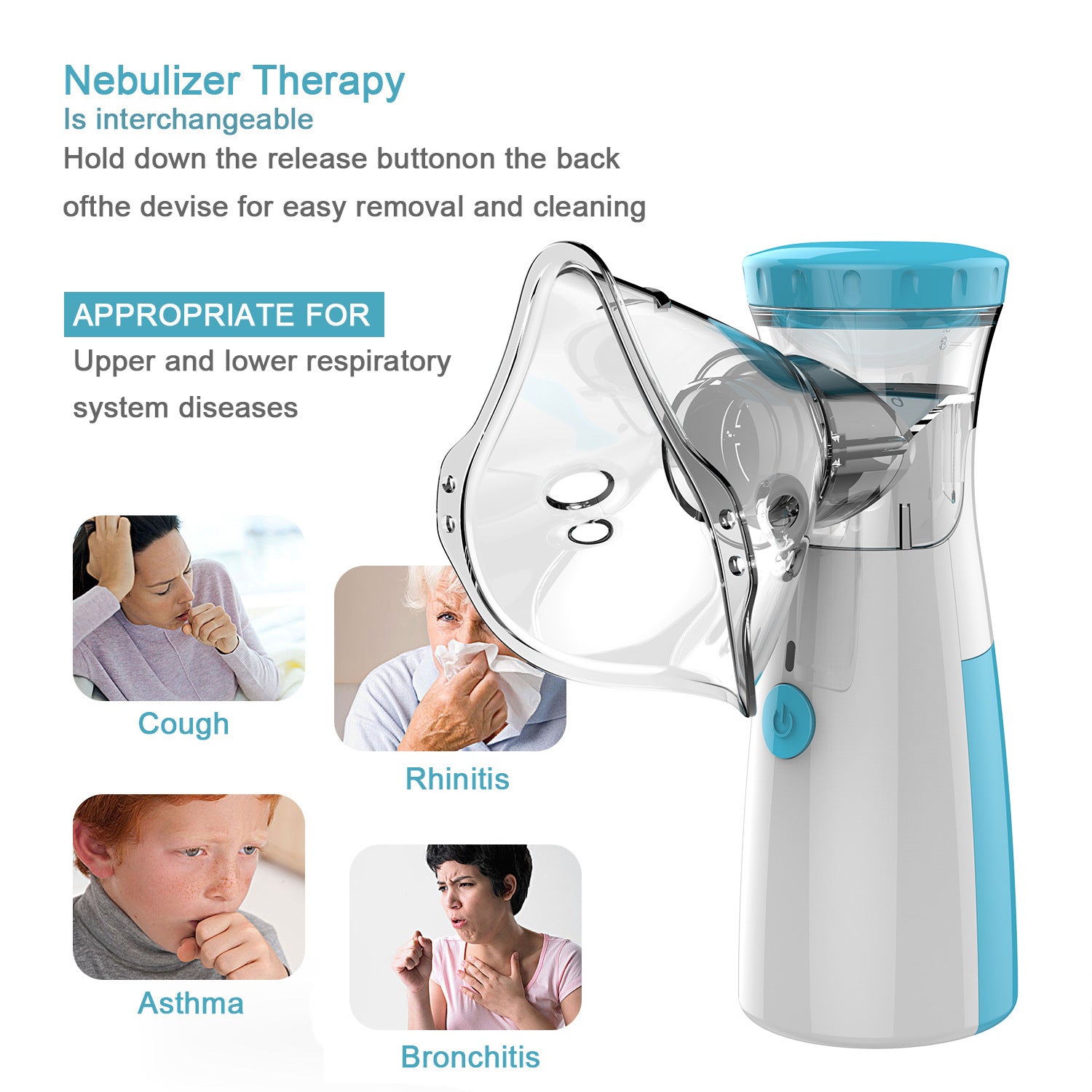 Factory Portable W301 Medical-Grade Electronic Atomizer for Children and Adults, Micro-Mesh Foreign Trade English Package Handheld Atomizer