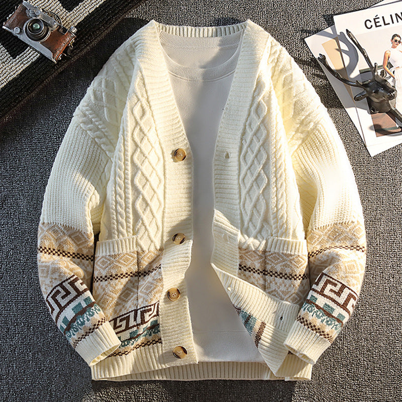 Fair Isle Jacquard Knitted Sweater Men