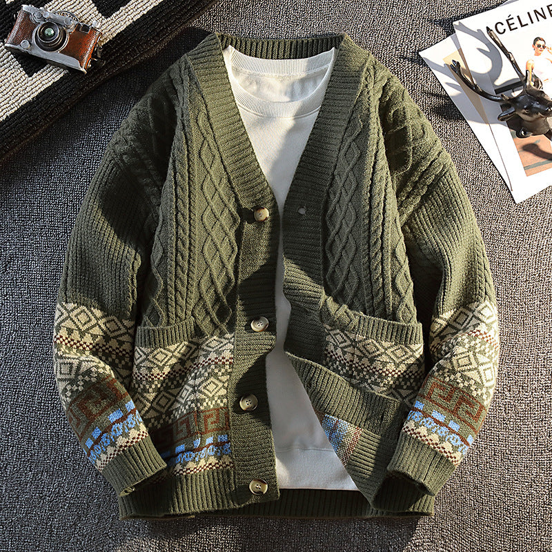 Fair Isle Jacquard Knitted Sweater Men