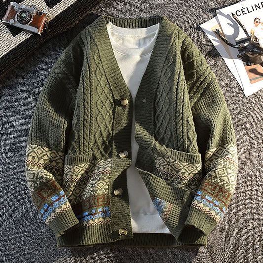 Fair Isle Jacquard Knitted Sweater Men
