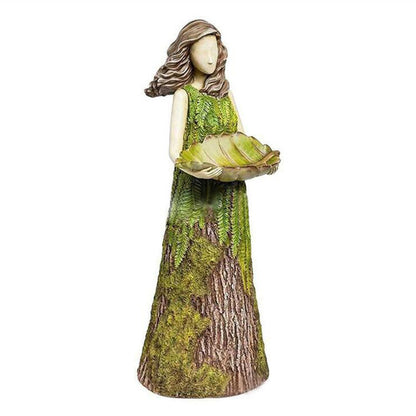 Fairy Tale Forest Girl Bird Feeder Resin Crafts Outdoor Garden Statue Courtyard Lawn Decorative Resin Ornaments