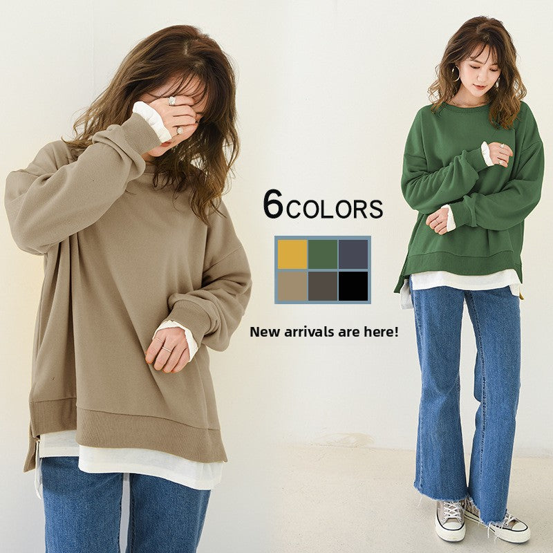 Fake two-piece stitching long sleeve