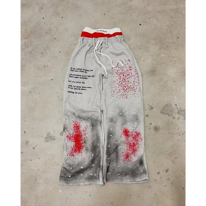 Fake Two-Piece Wide-Leg Print Pants