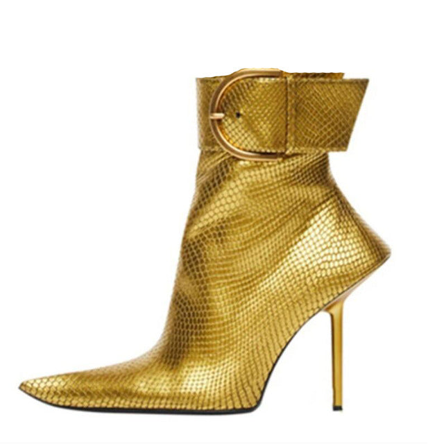 Fall high-heeled pointed-toe short boots