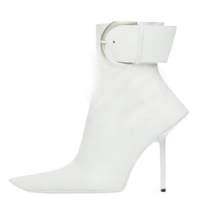 Fall high-heeled pointed-toe short boots