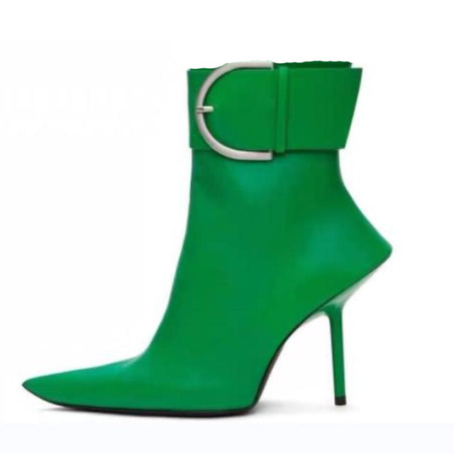 Fall high-heeled pointed-toe short boots