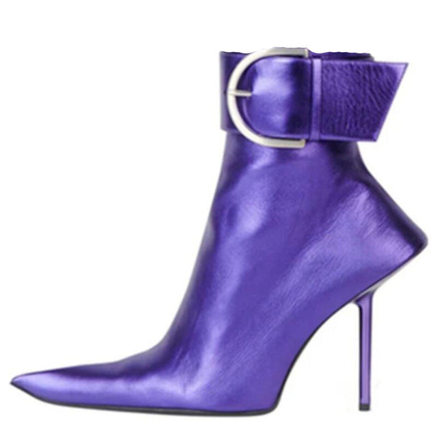 Fall high-heeled pointed-toe short boots
