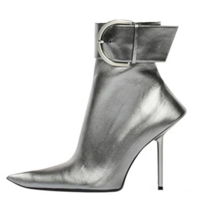 Fall high-heeled pointed-toe short boots