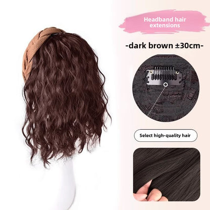 False hair band integrated high cranial top water ripple half head cover