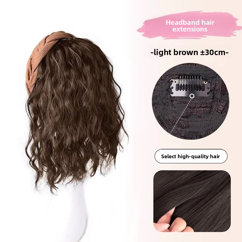 False hair band integrated high cranial top water ripple half head cover