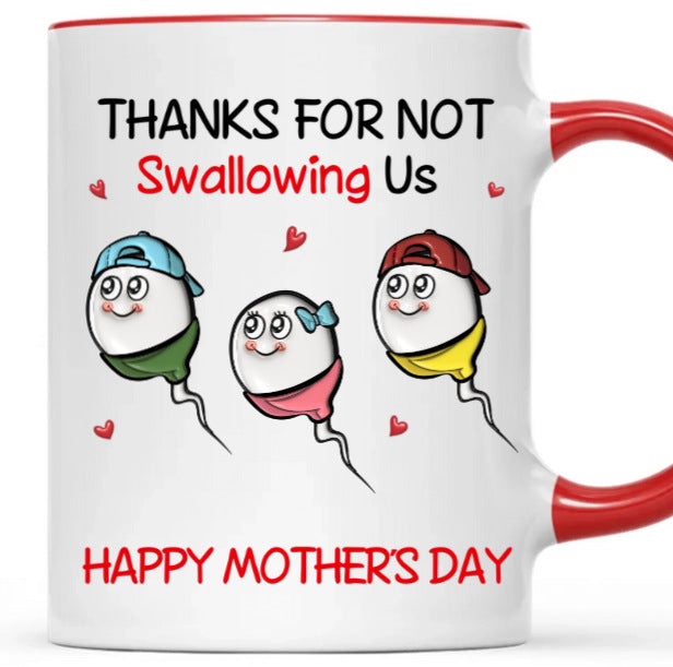 Family Cartoon Heart Design Ceramic Mug
