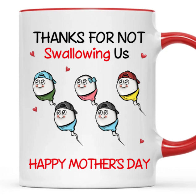 Family Cartoon Heart Design Ceramic Mug