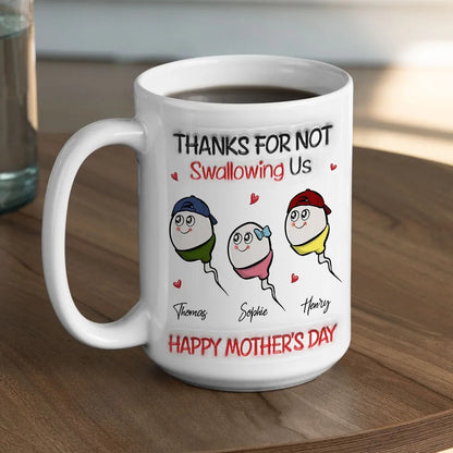 Family Cartoon Heart Design Ceramic Mug