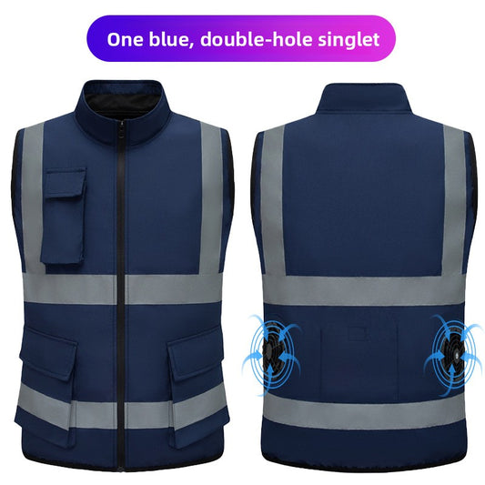 Fan Cooling Work Vest with Reflective Strips for Outdoor Summer Use