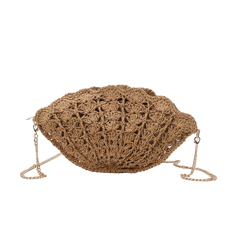 Fan Shape Straw Crossbody Bag