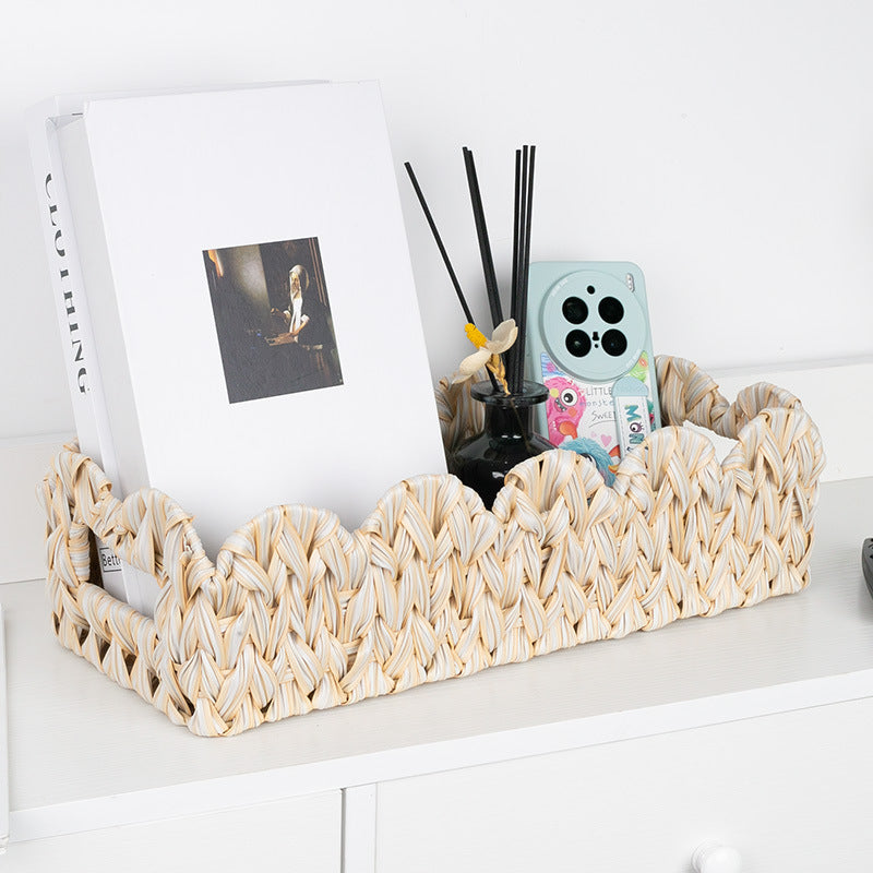 Fan-Shaped Woven Storage Basket with Handle