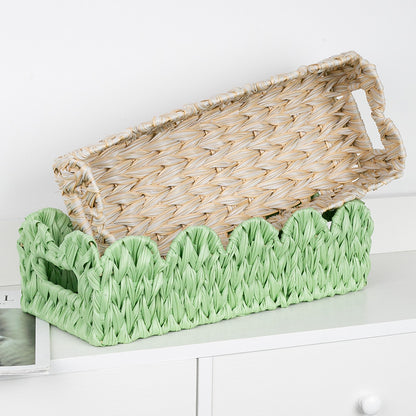Fan-Shaped Woven Storage Basket with Handle