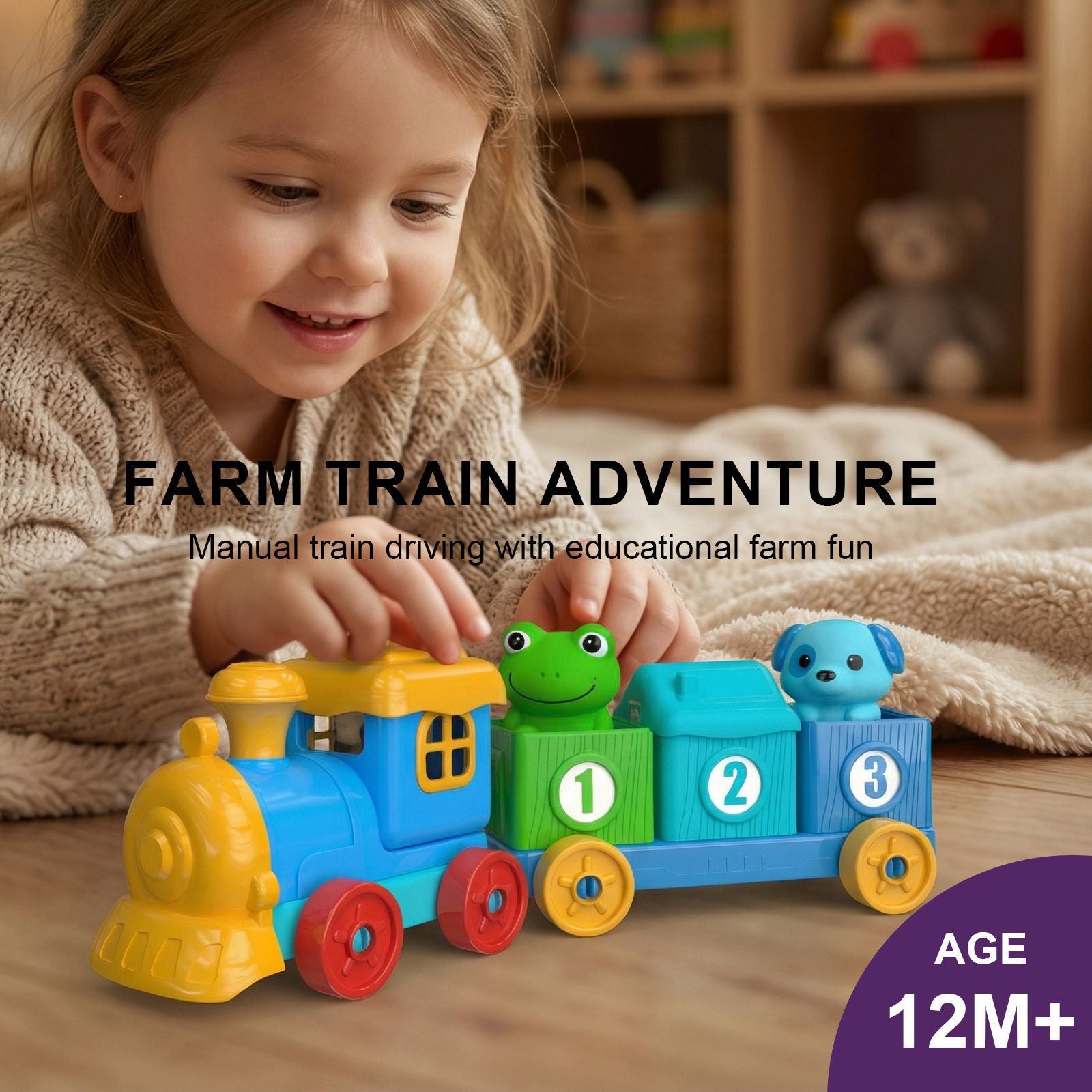 Farm Animal Train Building Blocks Toy