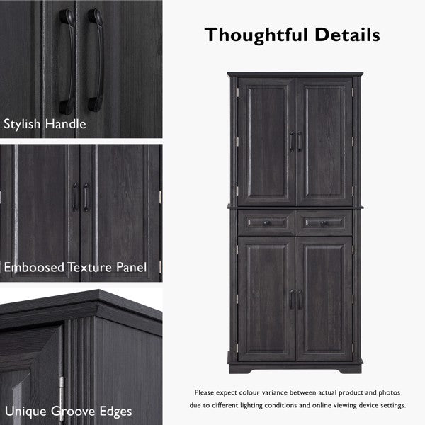 Farmhouse-style embossed textured storage cabinet