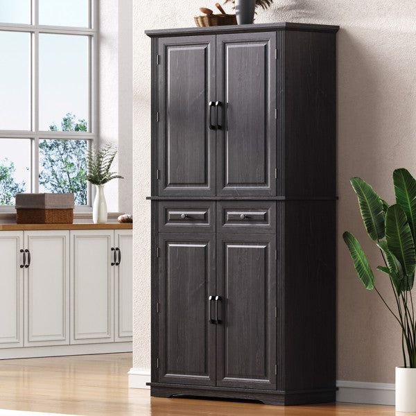 Farmhouse-style embossed textured storage cabinet