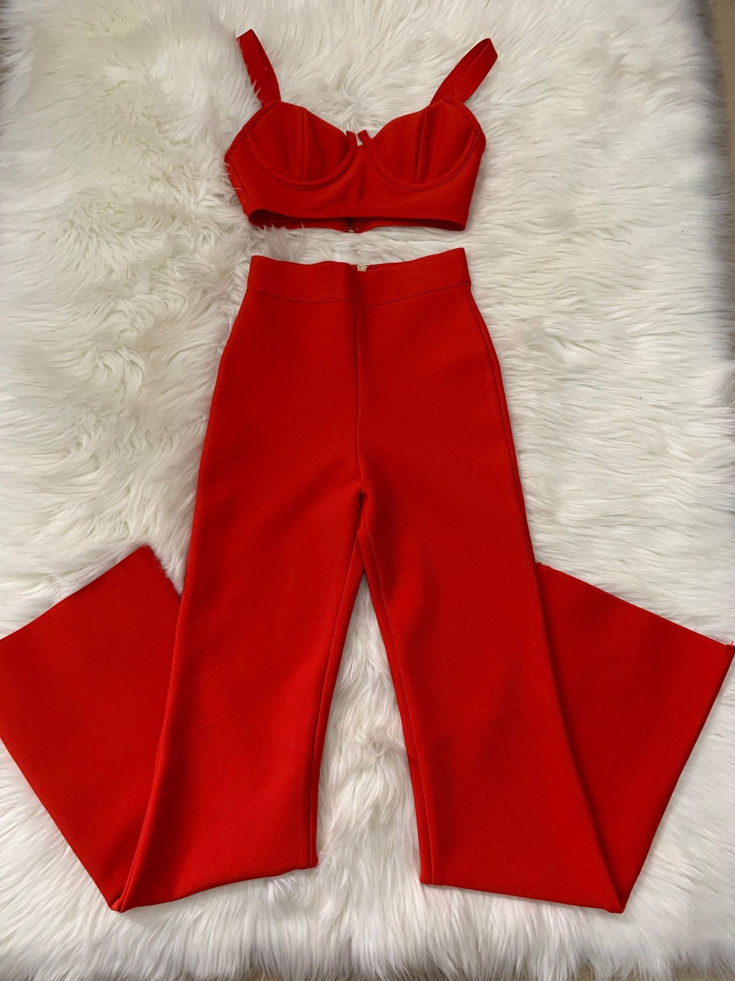 Fashion Bandage Dress and Tight Pants Two-Piece Set
