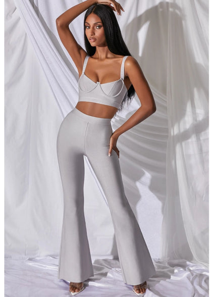 Fashion Bandage Dress and Tight Pants Two-Piece Set