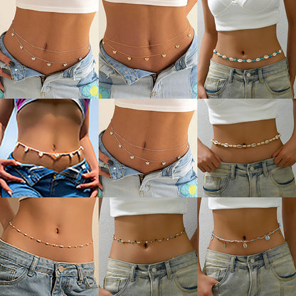 Fashion Beach Body Chain with Shells and Pearls