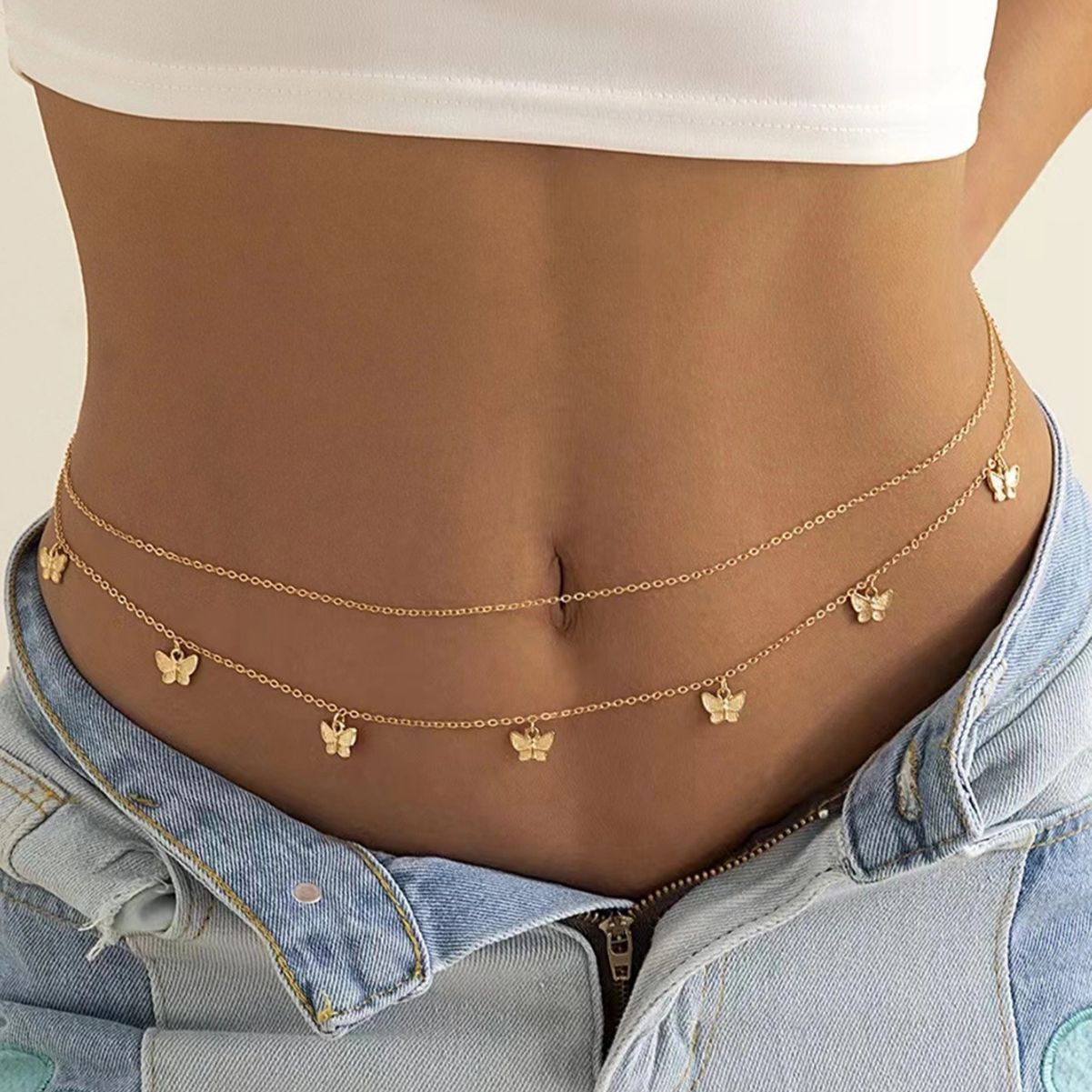 Fashion Beach Body Chain with Shells and Pearls