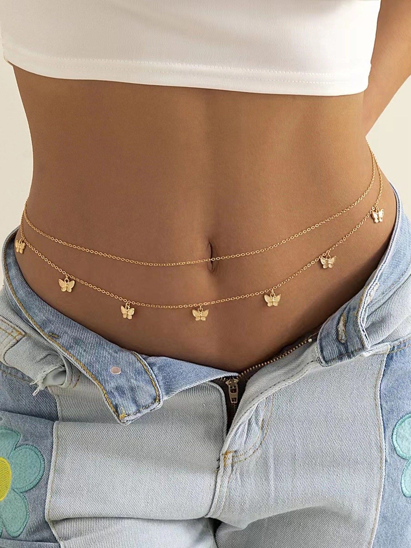Fashion Beach Body Chain with Shells and Pearls