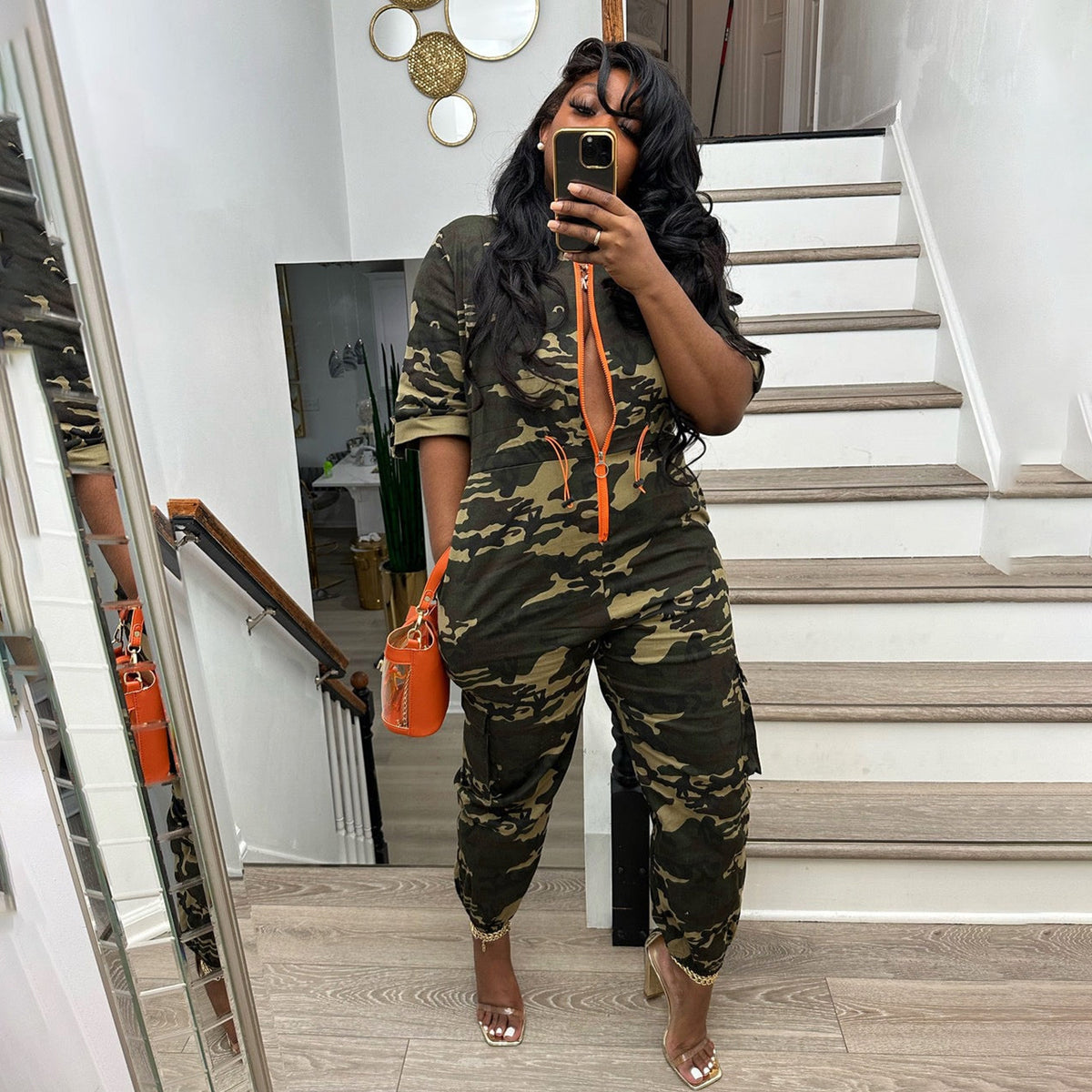Fashion Camouflage Denim Jumpsuit
