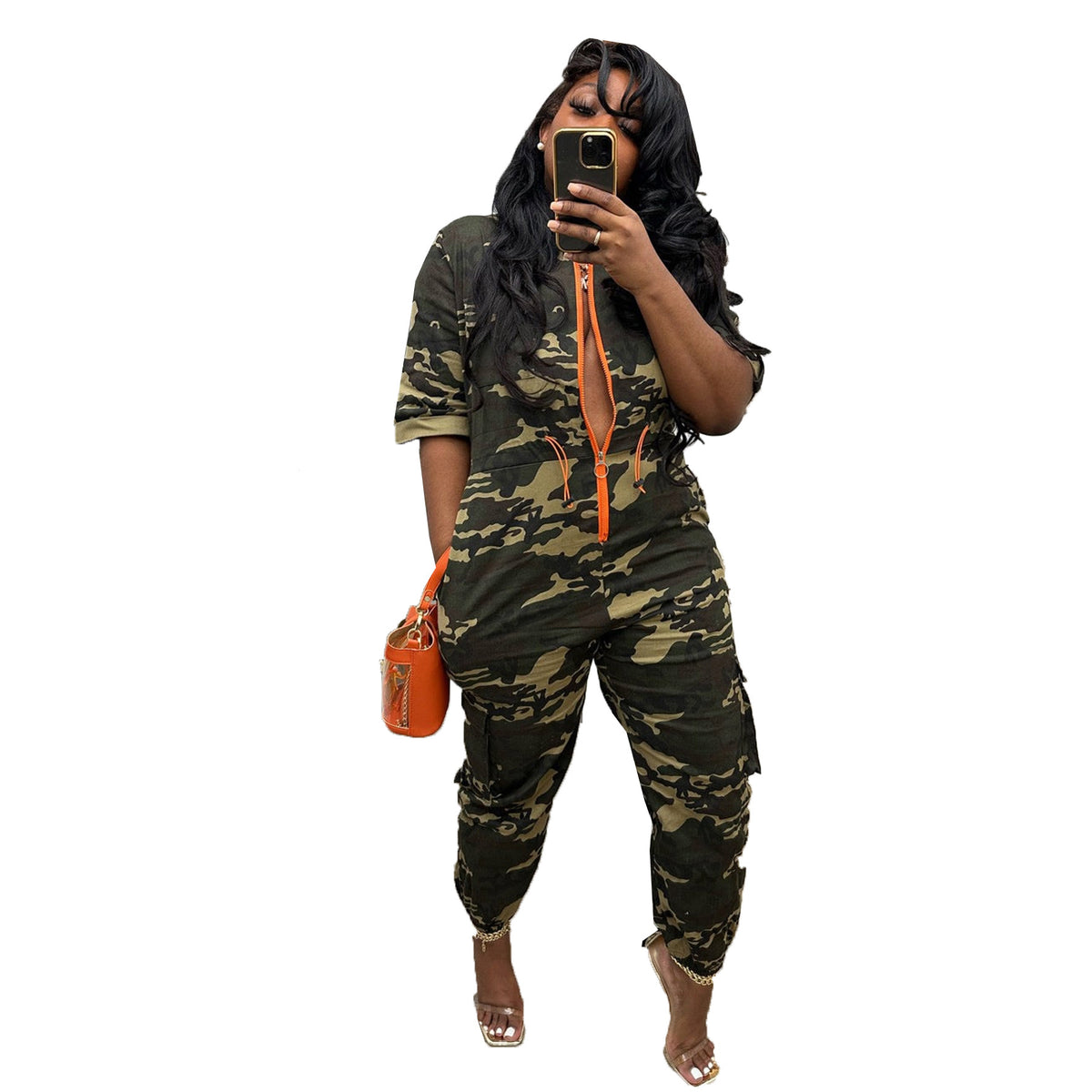 Fashion Camouflage Denim Jumpsuit