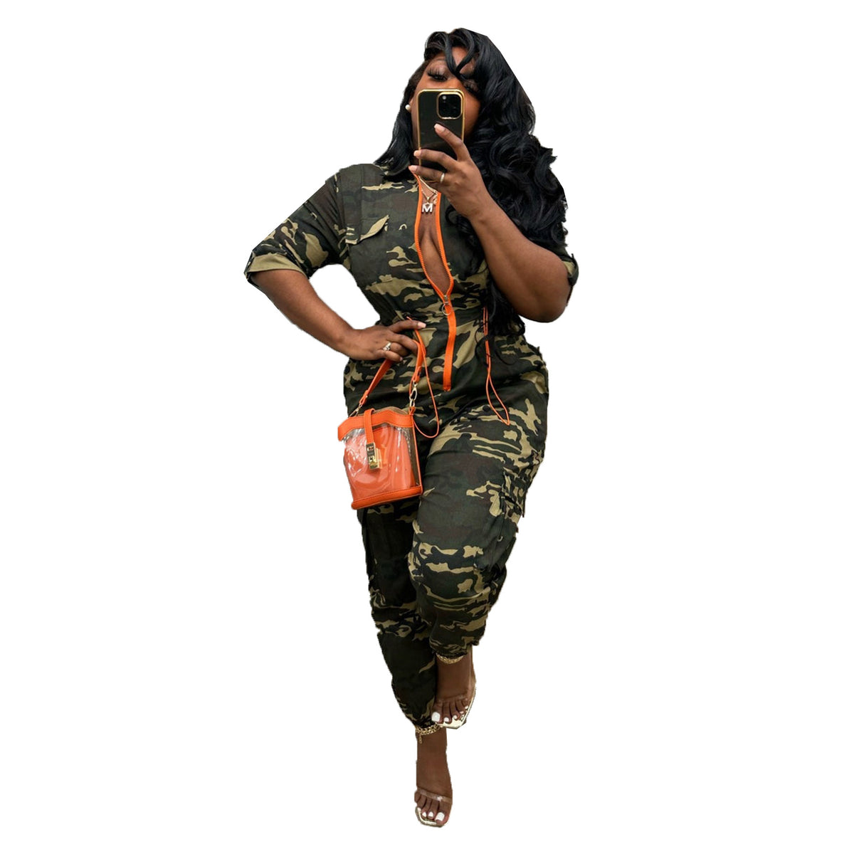 Fashion Camouflage Denim Jumpsuit