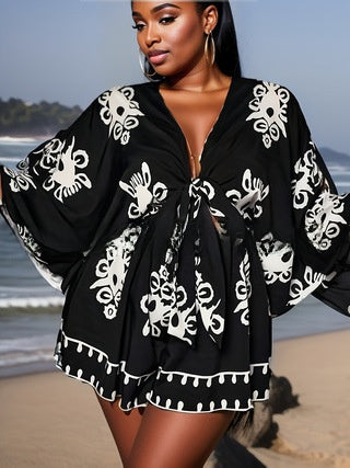 Fashion Casual Bell Sleeve Women's Jumpsuit