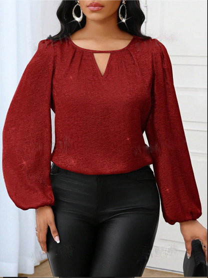 Fashion Casual Keyhole Pleated Shirt
