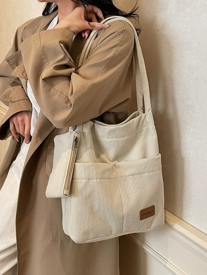 Fashion Corduroy Tote Shoulder Bag