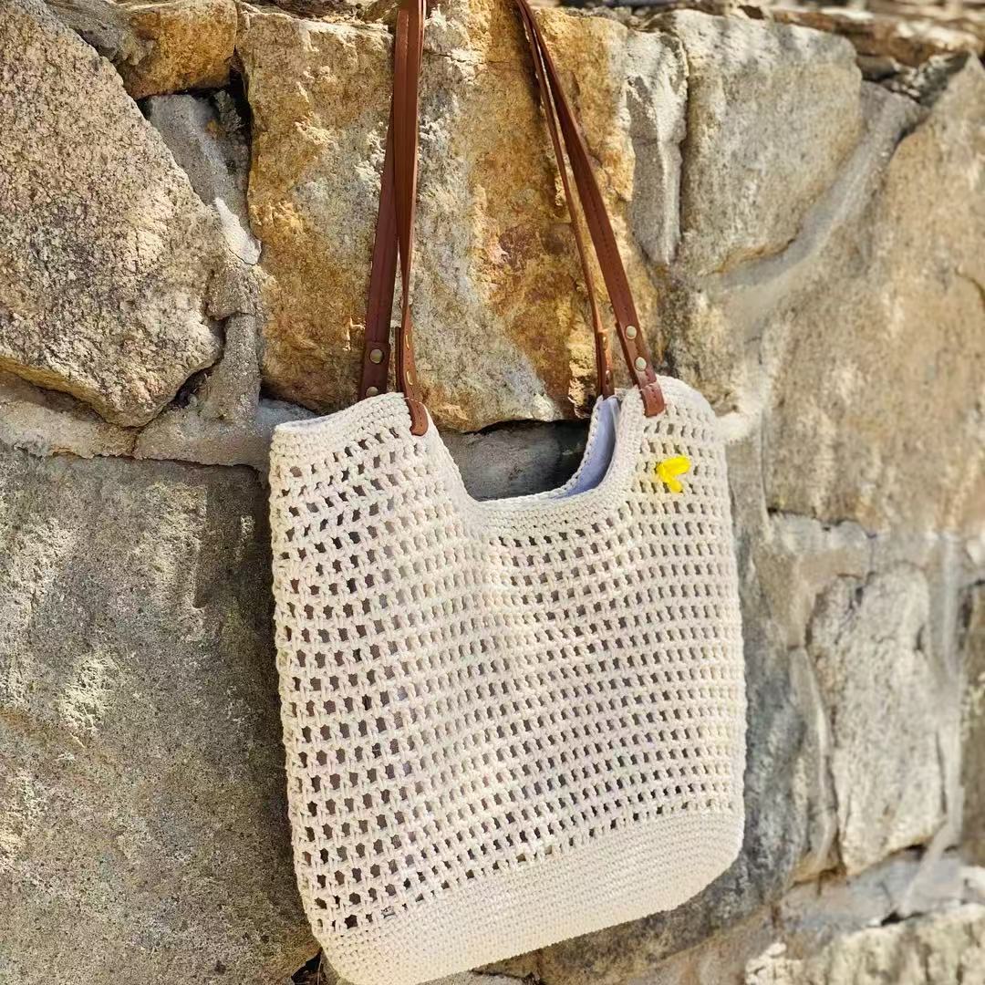 Fashion Cotton Woven Fishing Net Handbag (Small/Large)