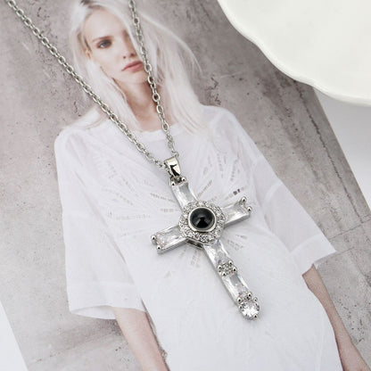 Fashion Cross Pendant Necklace with Zircon