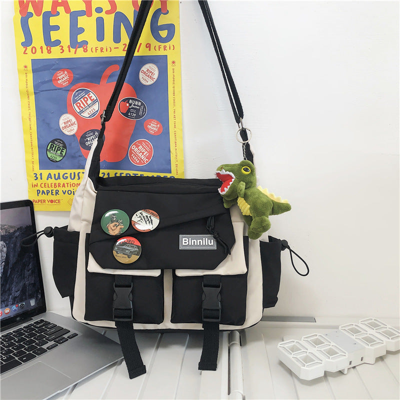 Fashion Crossbody Bag with Decorative Badges
