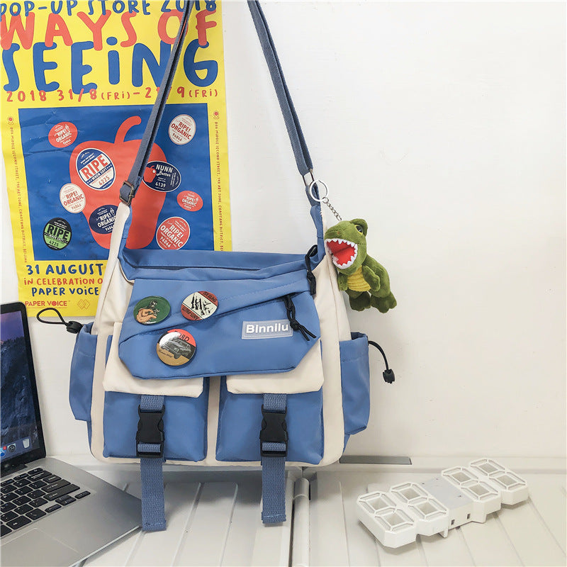 Fashion Crossbody Bag with Decorative Badges