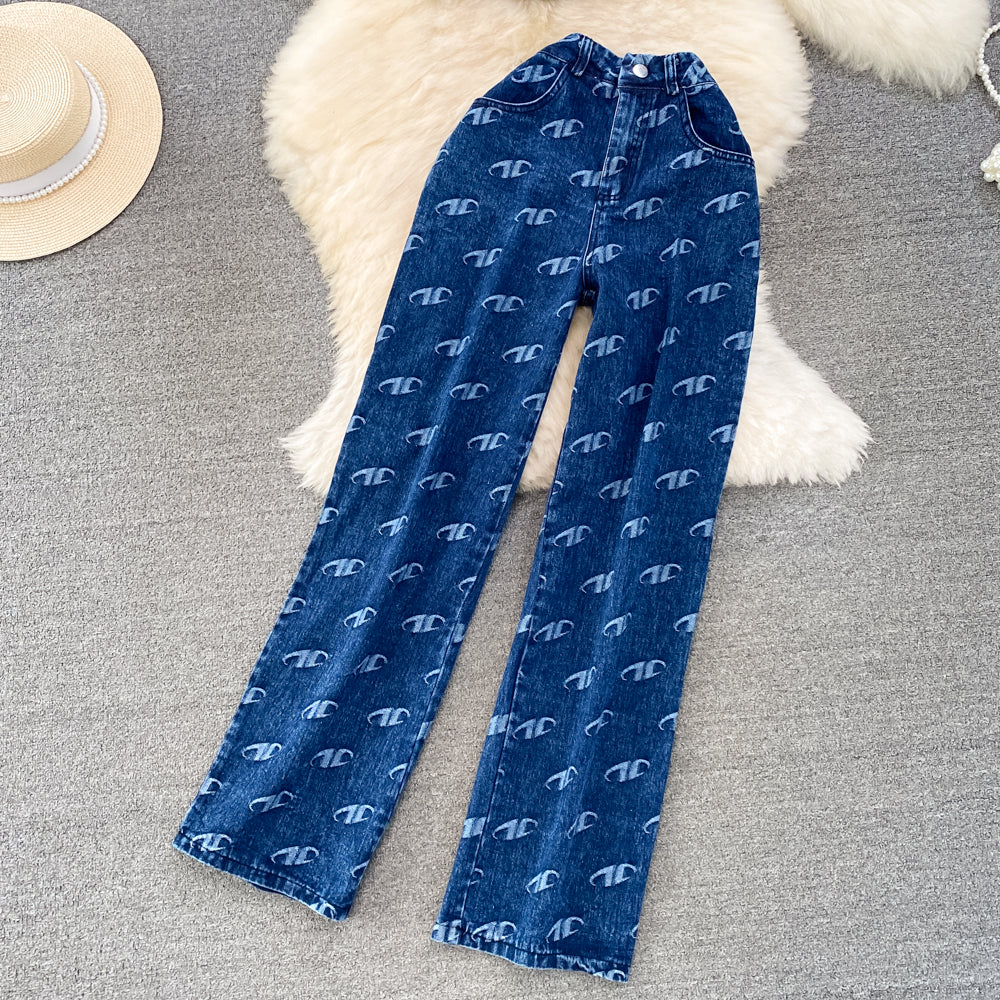 Fashion Denim Vest and High-Waisted Pants Set for Women