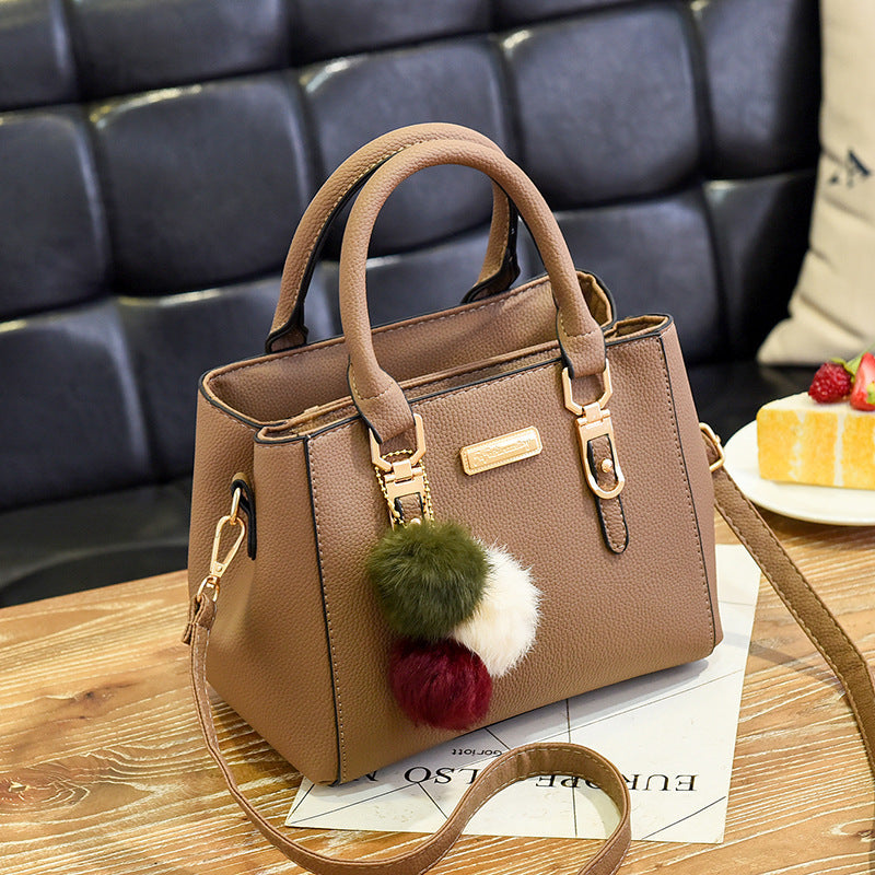 Fashion Double Layer Fur Accent Shoulder Bag