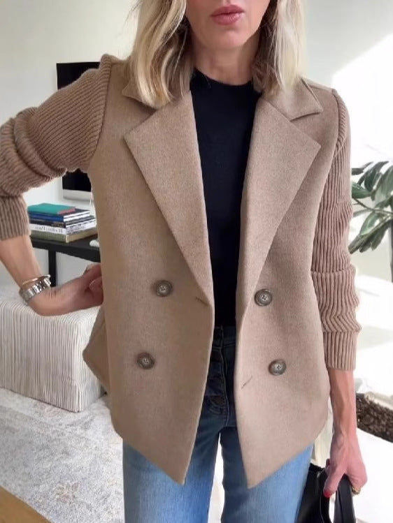 Fashion Elegant Wool Stitching Coat