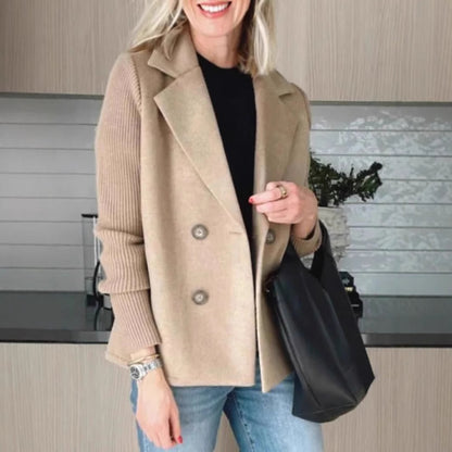 Fashion Elegant Wool Stitching Coat
