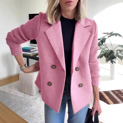 Fashion Elegant Wool Stitching Coat