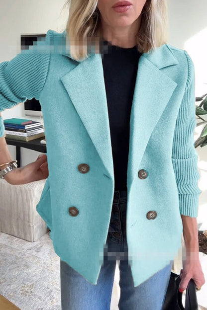 Fashion Elegant Wool Stitching Coat