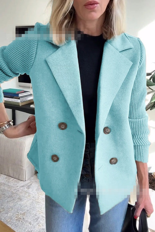 Fashion Elegant Wool Stitching Coat
