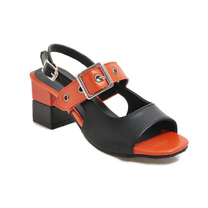 Fashion Fish-Mouth Sandals High Heels Korean Style Shoes Mid-Heel Women's Shoes