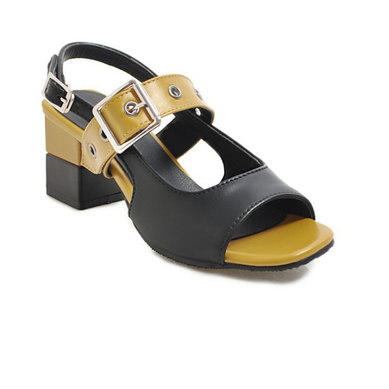 Fashion Fish-Mouth Sandals High Heels Korean Style Shoes Mid-Heel Women's Shoes