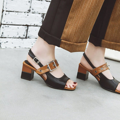 Fashion Fish-Mouth Sandals High Heels Korean Style Shoes Mid-Heel Women's Shoes
